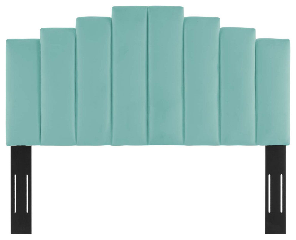 Headboard, King Size, Velvet, Blue, Modern Contemporary, Bedroom Master Suite