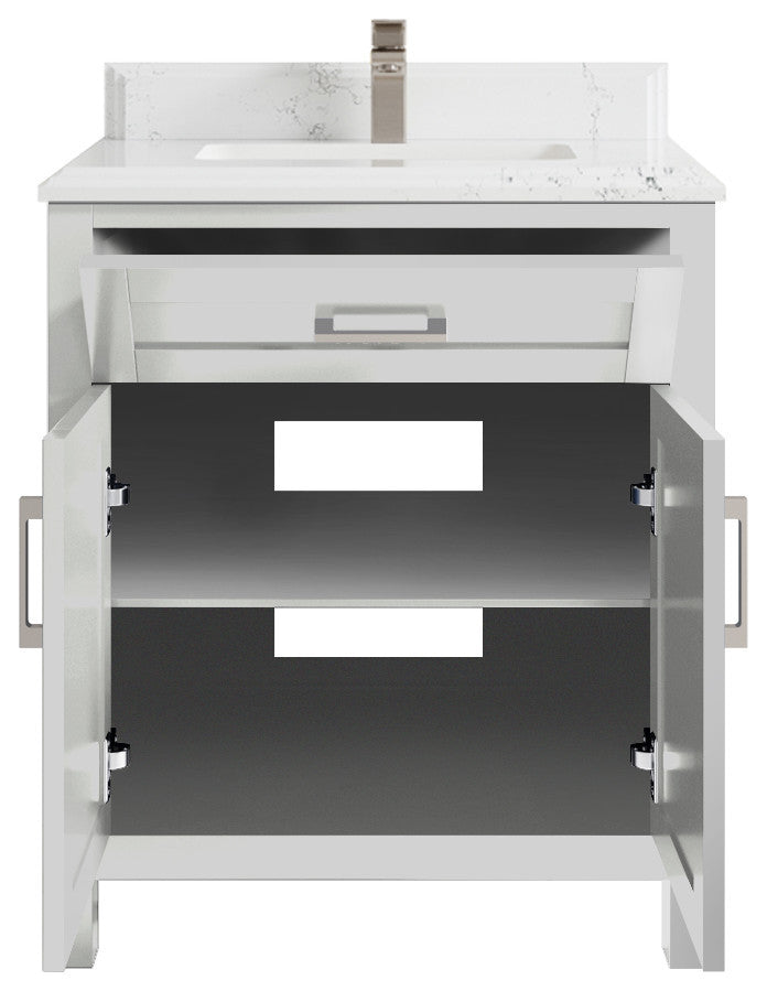 Cambridge 30 Single Sink Bath Vanity in Coventry Gray 1.5" Empira Quartz