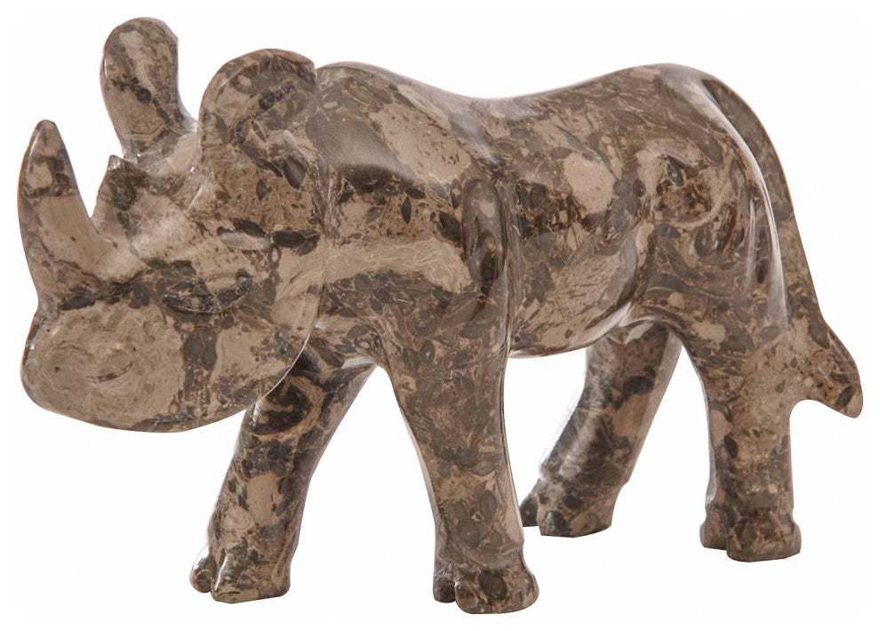 Marble Rhino, Decorative Figurine, Flannel Gray