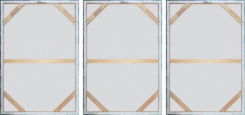 Gold Water Reflection Triptych, 24"x12"