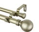 Globe Double Curtain Rod, Light Gold, 28-48"