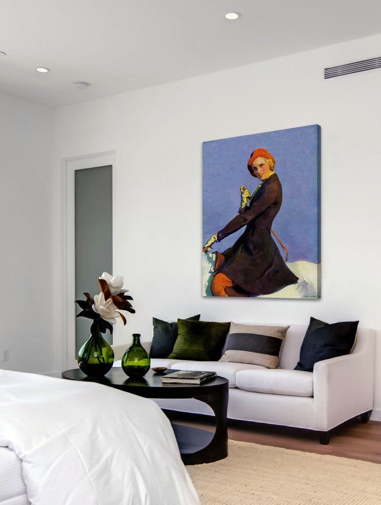"Woman on Horseback" Painting Print on Canvas by Guy Hoff