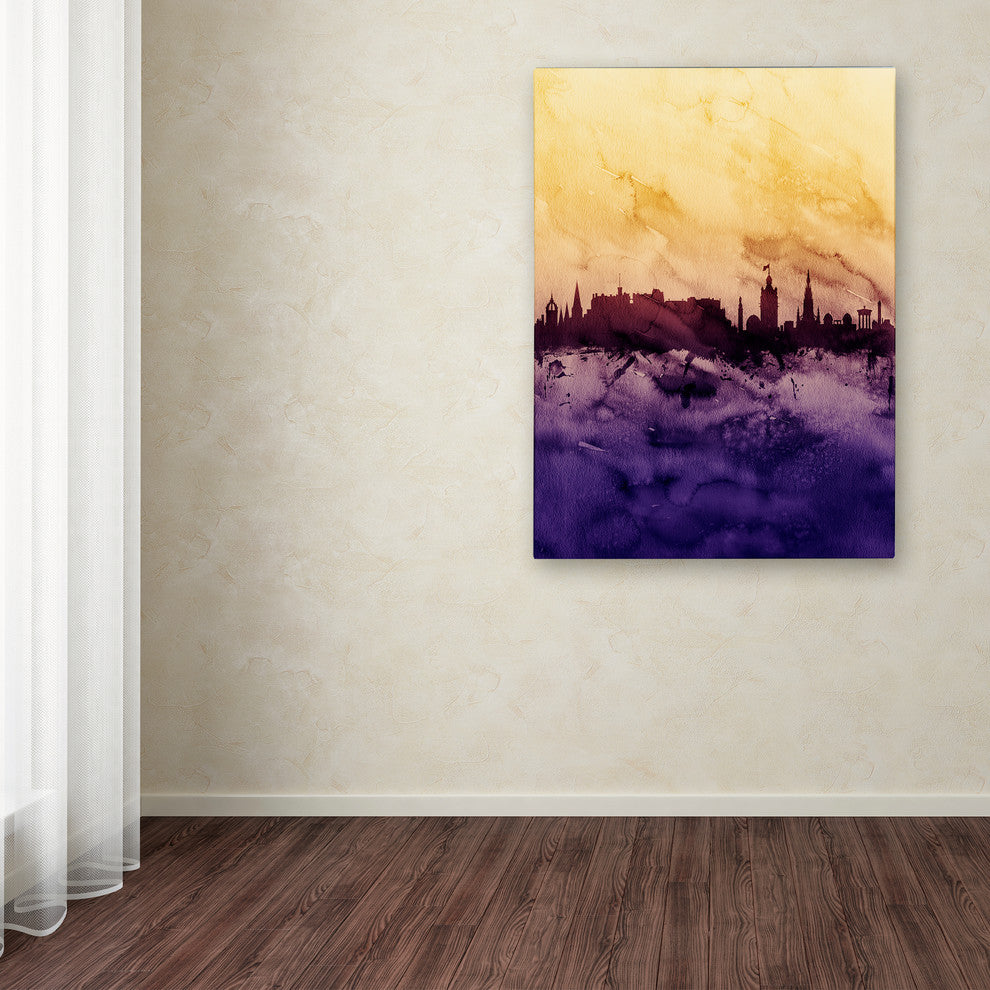 Michael Tompsett ''Edinburgh Skyline Tall Yellow'' Canvas Art, 18x24