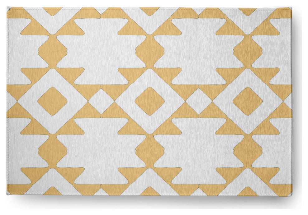 Geometric Soft Chenille Area Rug, Yellow, 2'x3'