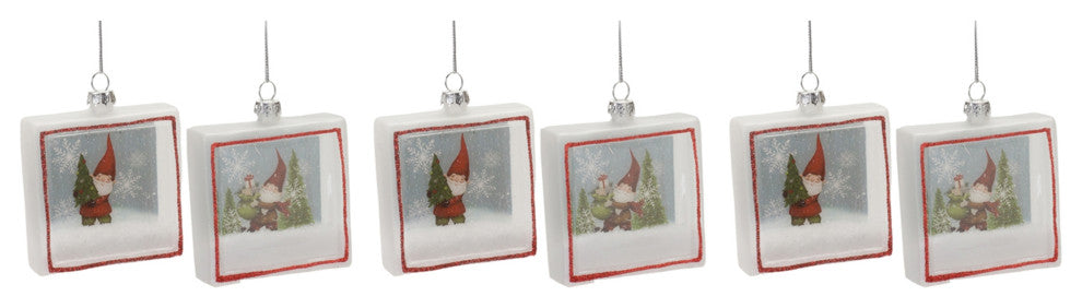 Glass Gnome Shadow Box Ornament, 6-Piece Set