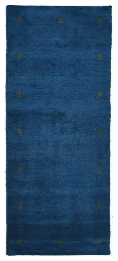 HAND KNOTTED LOOM SILK ECO-FRIENDLY AREA RUG -2'6''x12',Runner,Blue,Contemporary