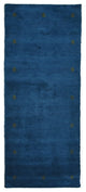 HAND KNOTTED LOOM SILK ECO-FRIENDLY AREA RUG -2'6''x12',Runner,Blue,Contemporary