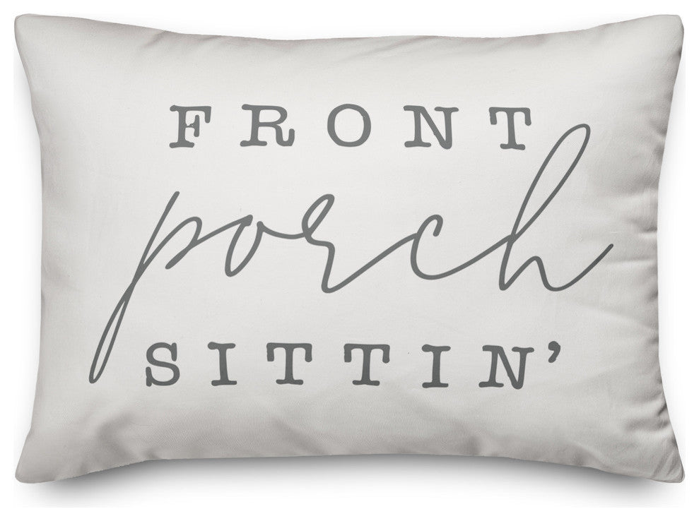 Front Porch Sittin' Outdoor Lumbar Pillow, White