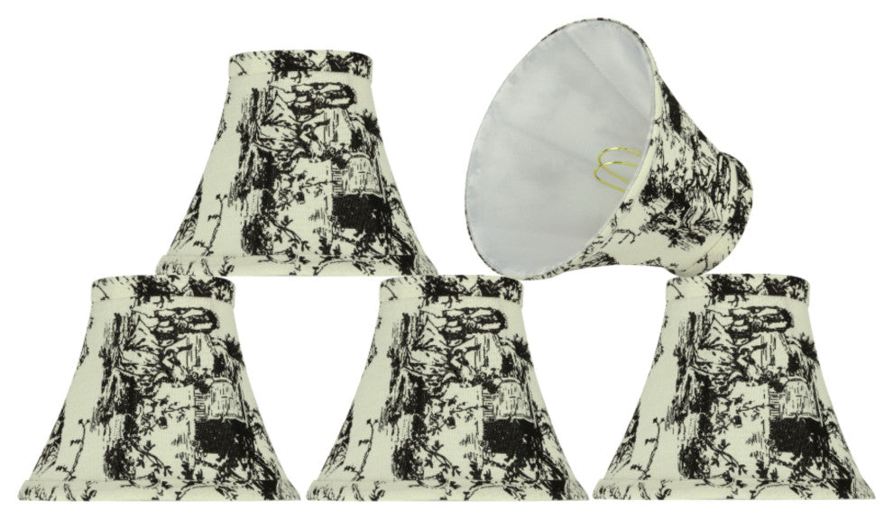 30067-5 Small Bell Chandelier Clip On Lamp Shade White&Printed Pattern 3"x6"x5"