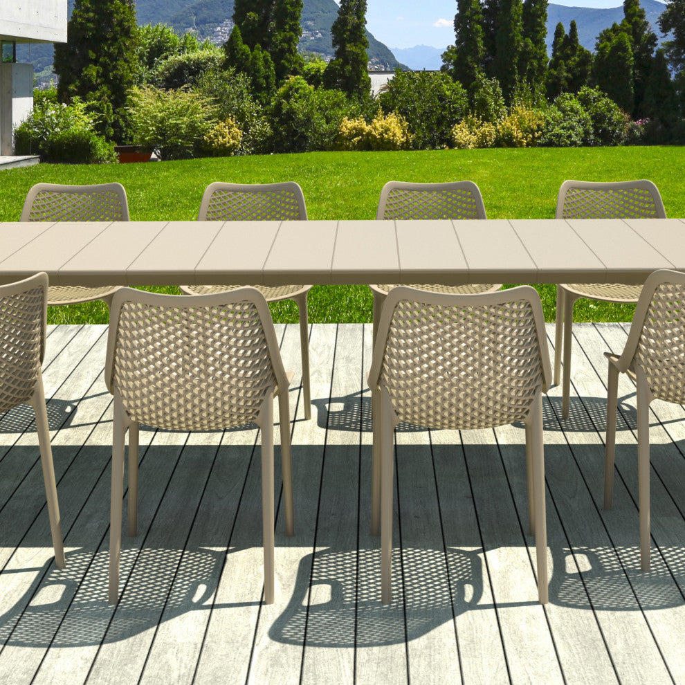 Air Extension Dining Set 11-Piece Taupe