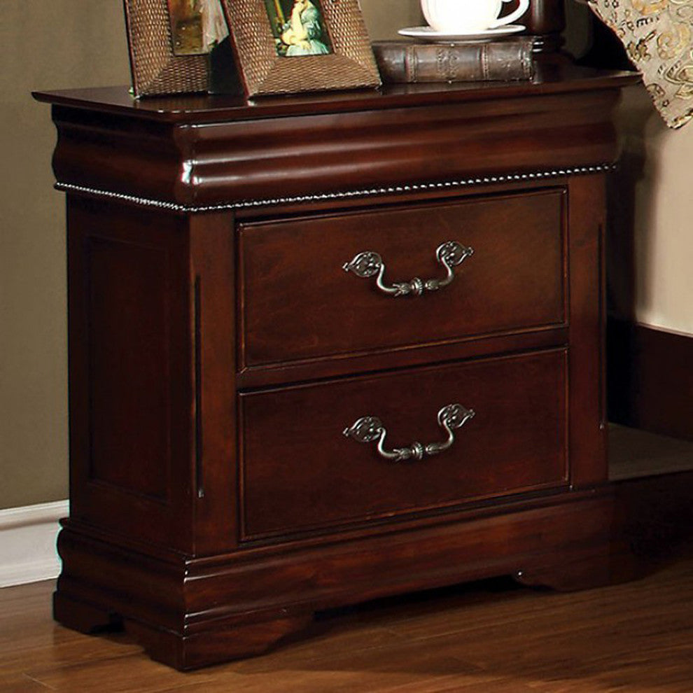 Benzara BM123205 Mandura Contemporary Night Stand In Cherry Finish
