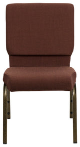 HERCULES Series 18.5'W Stacking Church Chair, Brown Fabric, Gold Vein Frame