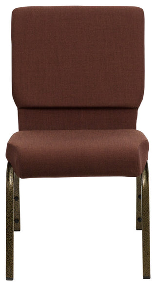 HERCULES Series 18.5'W Stacking Church Chair, Brown Fabric, Gold Vein Frame