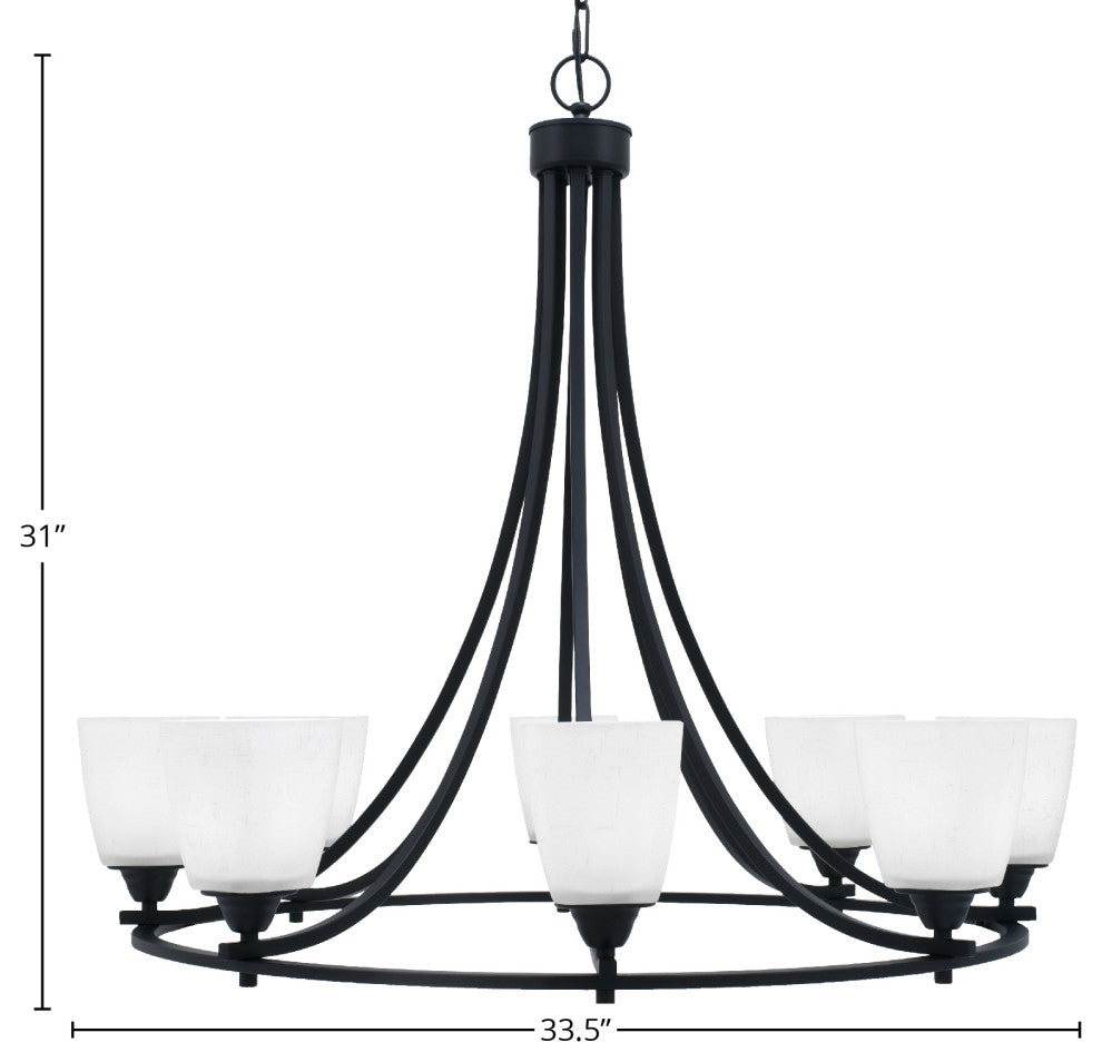 Paramount Uplight 8-Light Chandelier, Matte Black, 4.5" White Muslin Glass