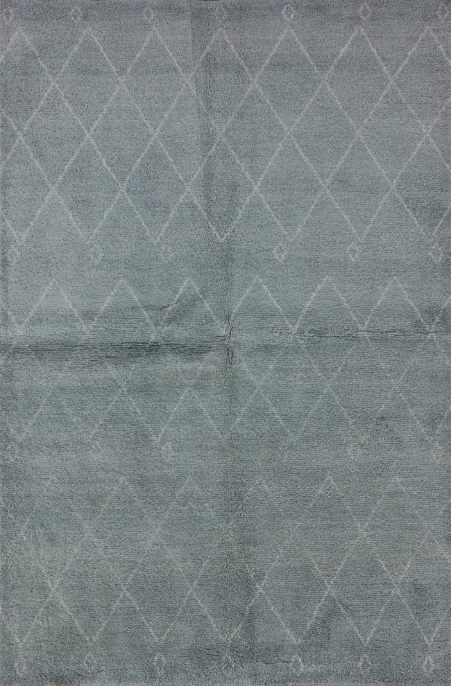 Berber Collection Oriental 5'x8' Moroccan Blue Wool Hand Knotted Area Rug