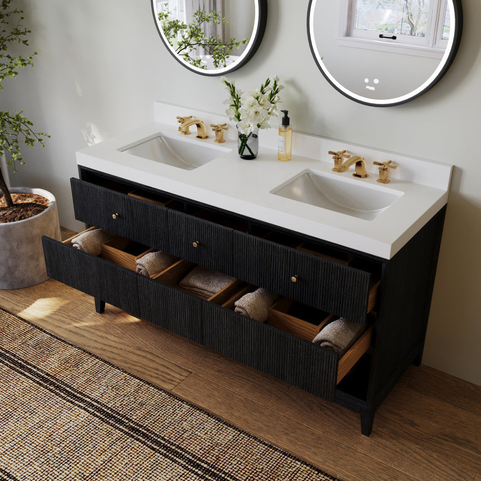 Momo Bathroom Vanity Set, Black Oak, 60"