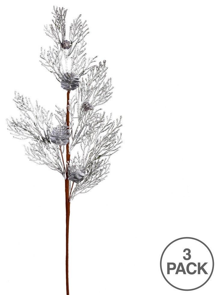 Glitter Pine Cone Artificial Christmas Spray , Silver, 36"