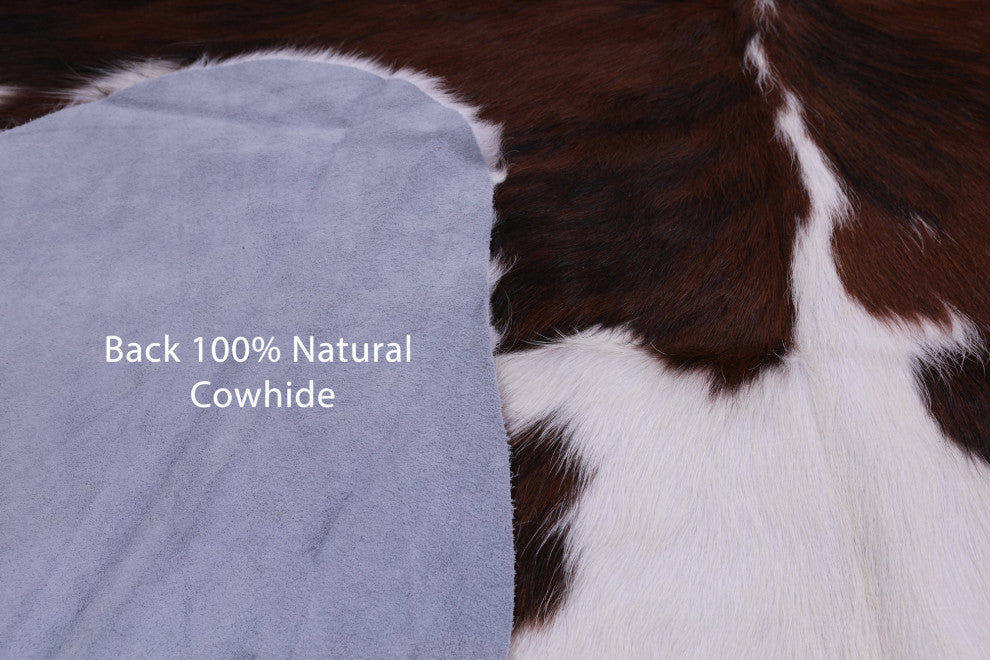 Brown and White Natural Cowhide Rug 6' 2" X 5' 7" C2006