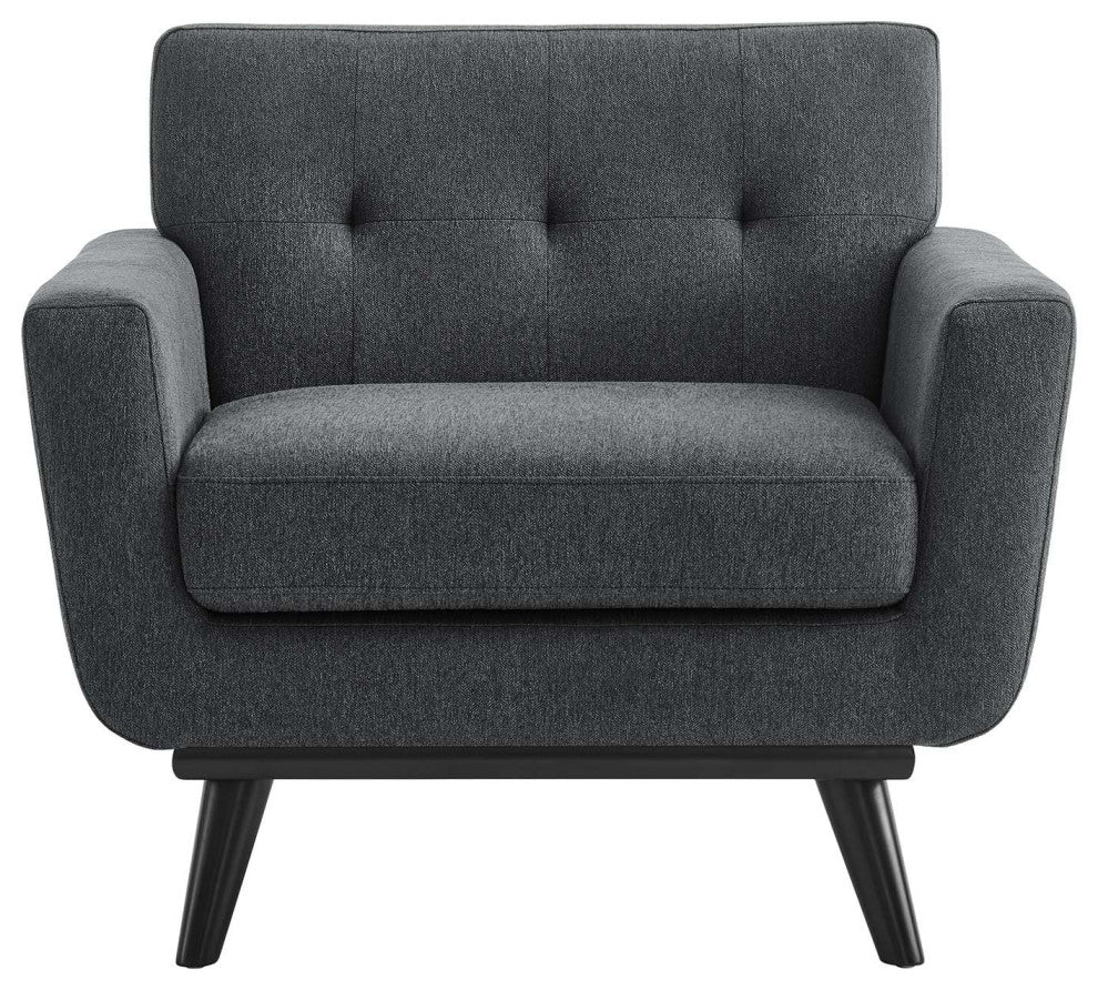 Engage Herringbone Fabric Armchair, Charcoal