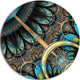Blue Brown Fractal Floral Pattern, Floral Round Metal Wall Art, 23"