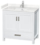 36" Single Bathroom Vanity, White, Carrara Cultured Marble Countertop, Sink