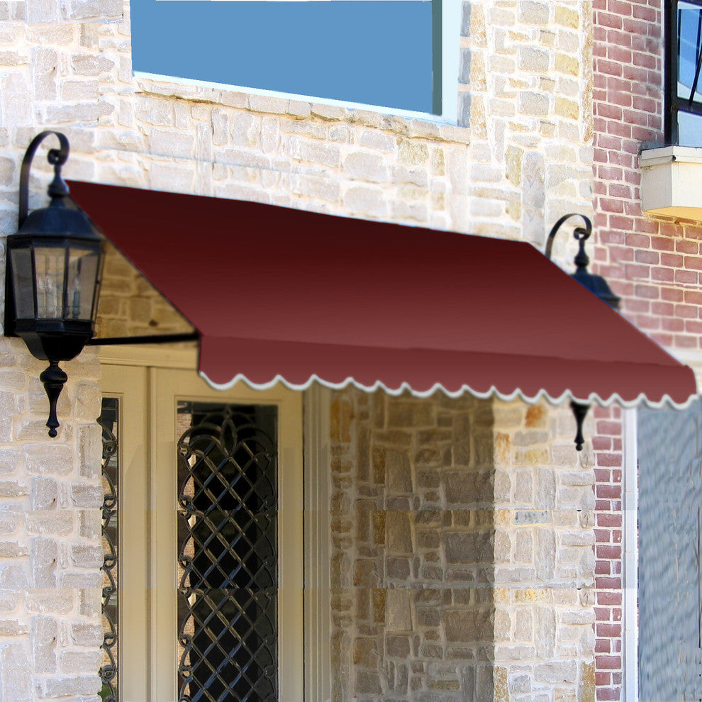 Awntech 8' Dallas Retro Acrylic Fabric Fixed Awning, Burgundy