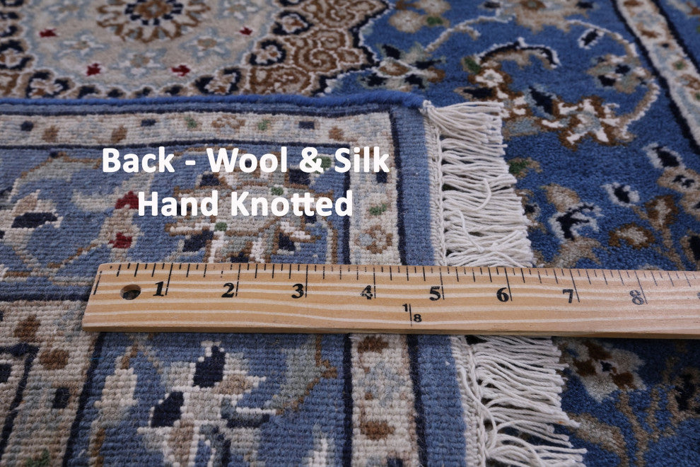 2' 9" X 6' 4" Runner Hand Knotted Persian Nain Wool & Silk Rug - Q13117