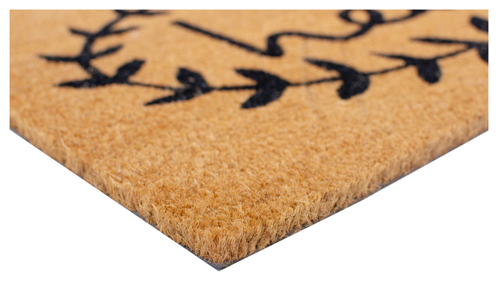 Calico Hello Doormat, Natural, Black, 17"x29"