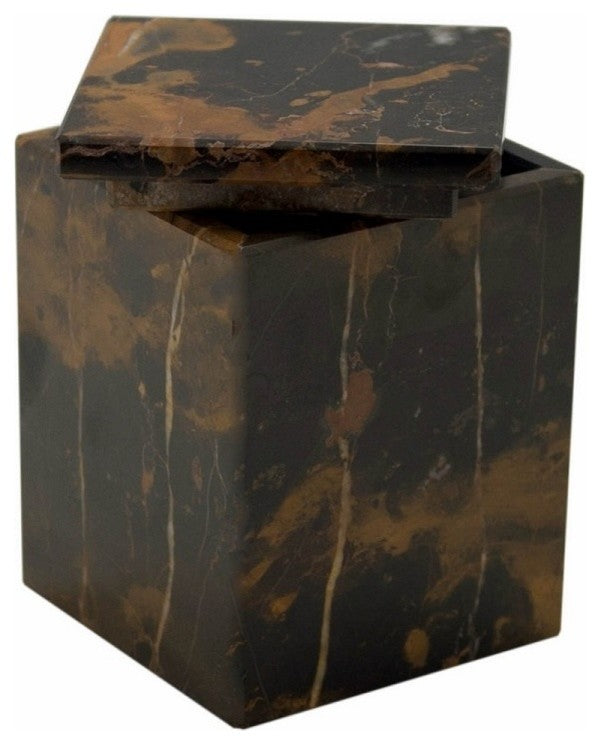Myrtus Collection Black and Gold Marble Cannister, Black and Brown
