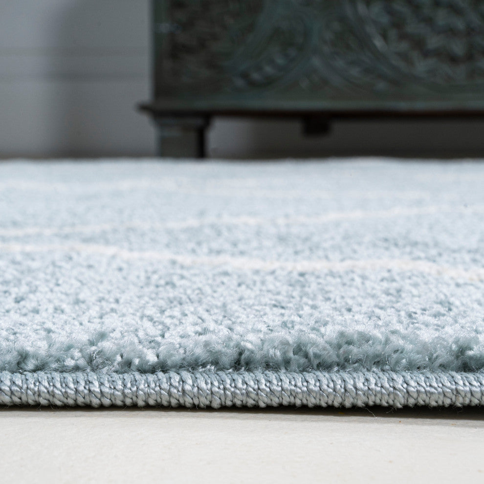Cole Minimalist Diamond Trellis Light Blue/White 2 ft. x 8 ft. Runner Rug