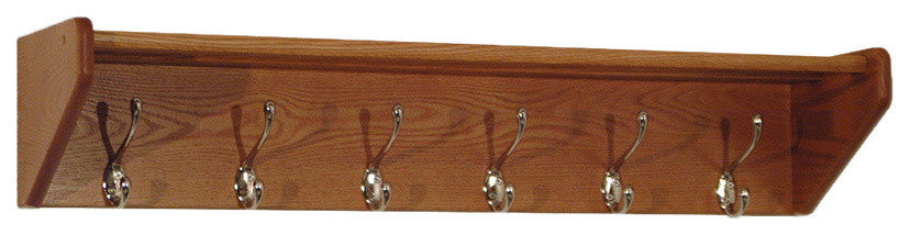6 Hook Shelf, Medium Oak