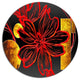 Abstract Red Flower Painting, Modern Flower Disc Metal Artwork, 38"