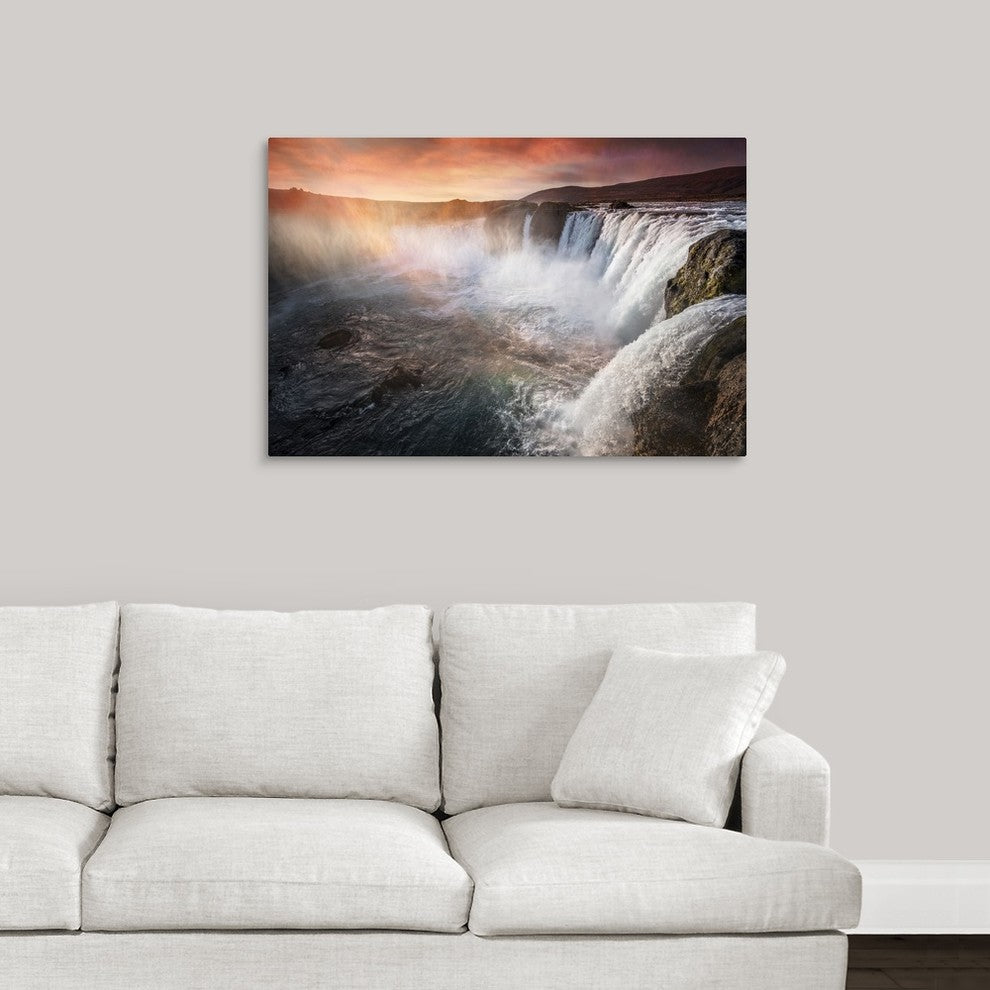 "The Waterfall of the Gods, Iceland" Wrapped Canvas Art Print, 36"x24"x1.5"