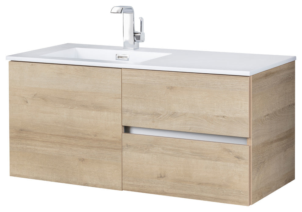 Beachwood 42" Wall Mount Bathroom Vanity, Light Wood