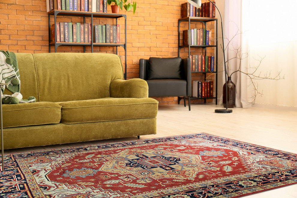 Hand-Knotted Wool Rust Traditional Oriental Serapi Rug, 9' X 12'