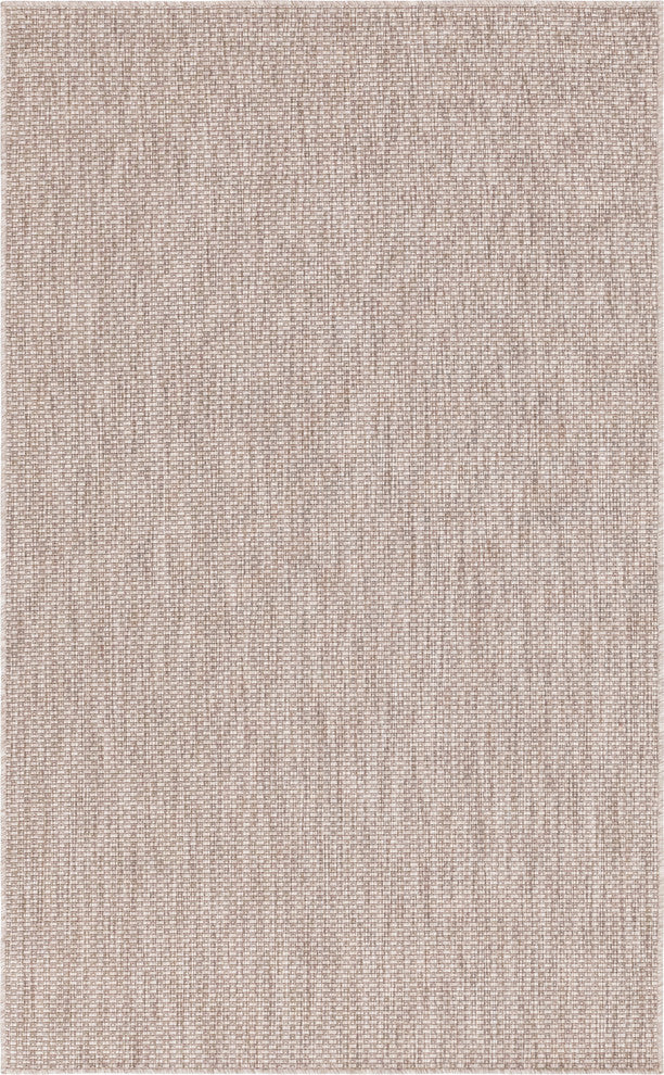 Unique Loom Beige Solid Outdoor 5' 0 x 8' 0 Area Rug