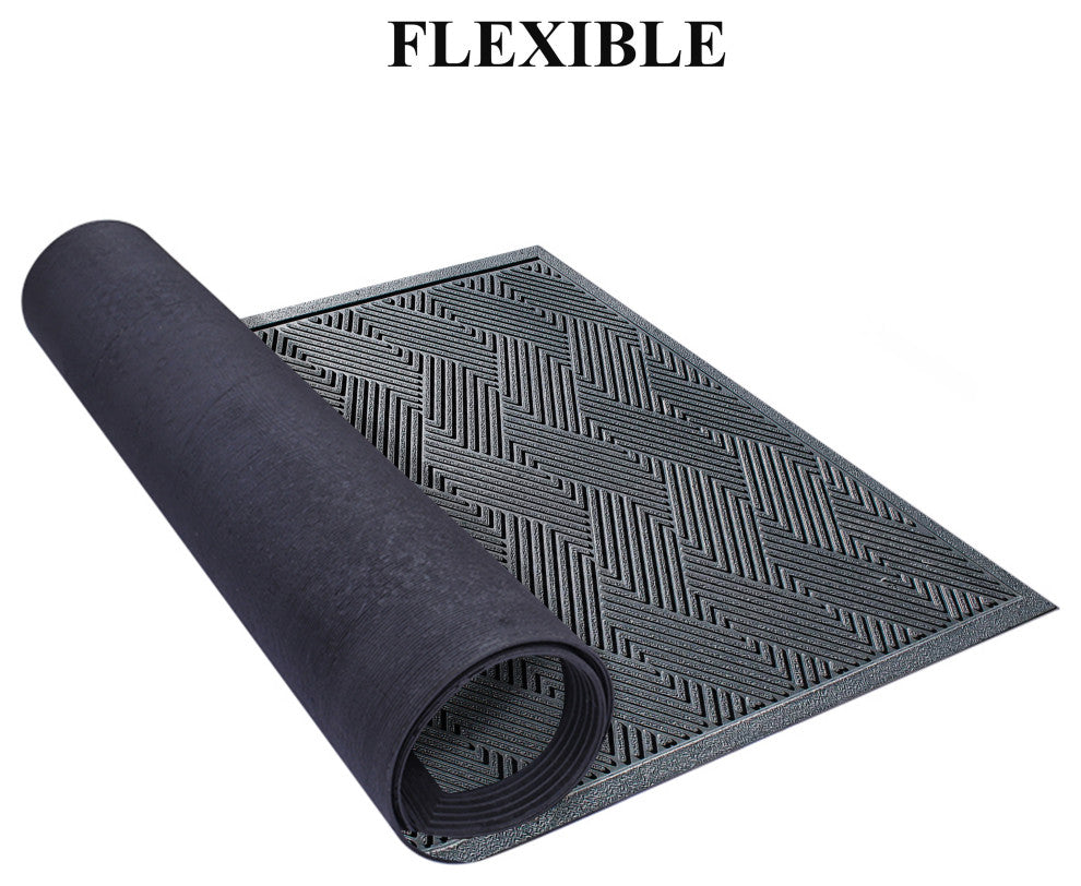 Natural Rubber Checkered 24"x36" Tapered Edge Scraper Doormat