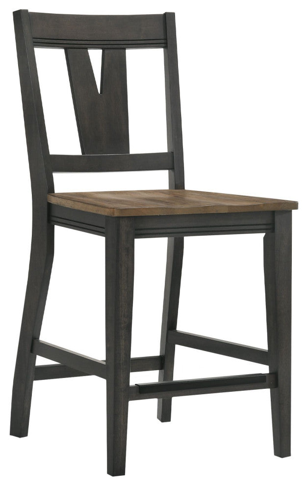 Harper Counter Stool With Splat Back, Brushed Brown and Pecan, Set of 2