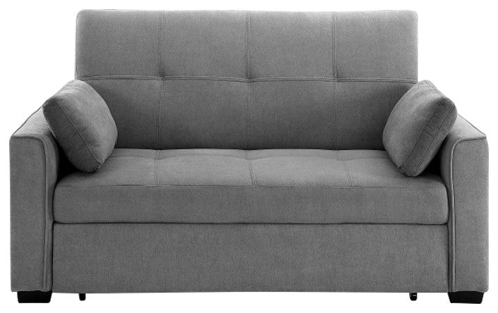 Nantucket Pull-Out Chenille Sleeper Sofa With Accent Pillows, Light Gray, Twin
