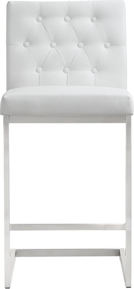 Helsinki White Stainless Steel Counter Stool - Set of 2 - White