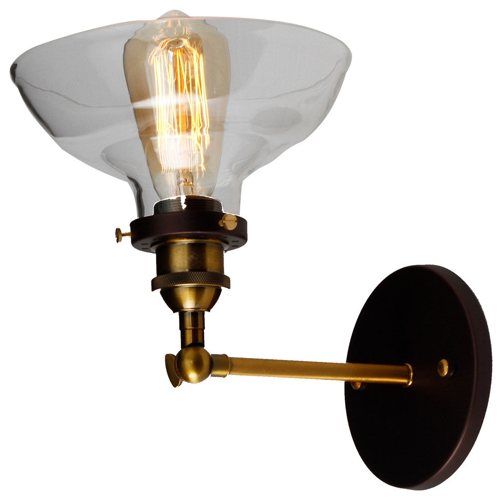 Braxton Industrial 1-Light Oil Rubbed Bronze Wall Sconce, 8" Wide