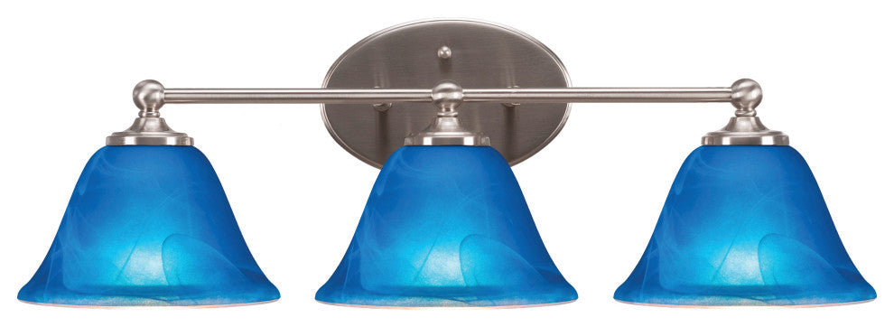 Capri 3-Light Bath Bar, Brushed Nickel/Blue Italian