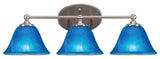 Capri 3-Light Bath Bar, Brushed Nickel/Blue Italian