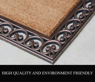Hello Rubber And Coir Paisley Border Double Doormat, 30"x48"