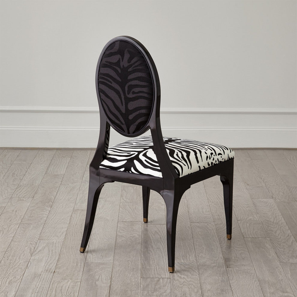 Art Deco Vintage Style Hollywood Zebra Black White Dining Chair Animal Print