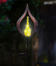 Solar Hand Blown Glass Yellow Flame Garden Stake Outdoor Yard Art