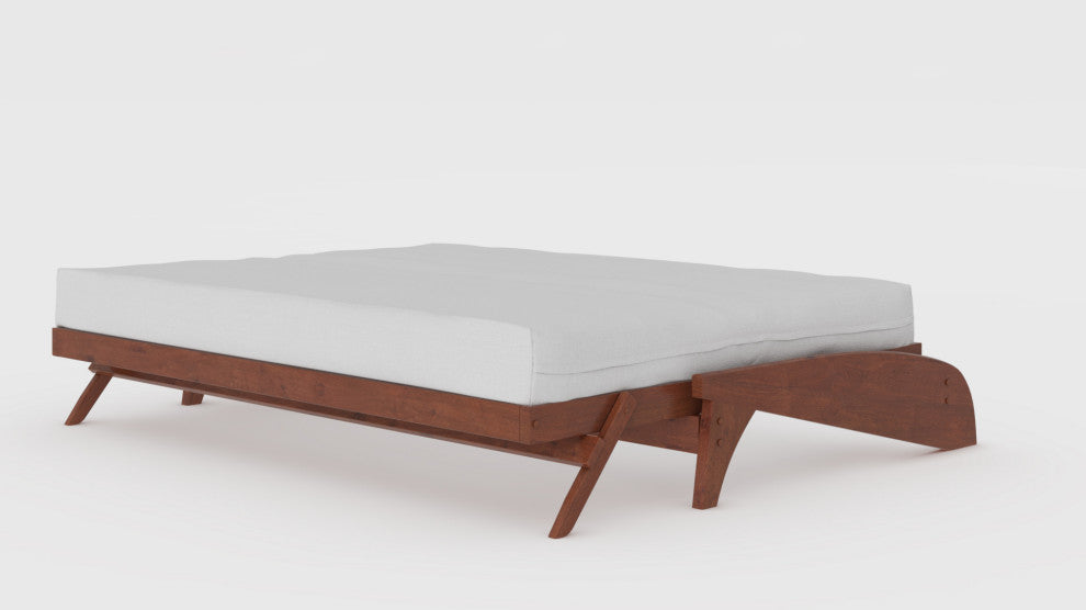 Dillon All Wood Wall Hugger Futon Frame, Warm Cherry, Queen