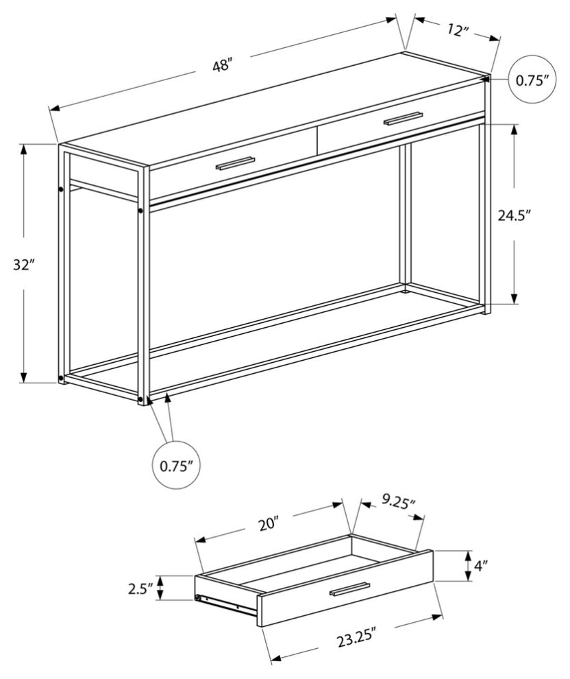 48" Taupe And Black Frame Console Table