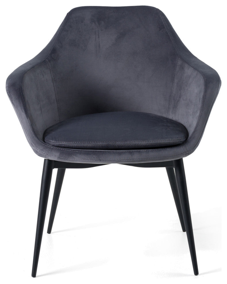 Modrest Wilson Modern Gray Velvet and Black Dining Chair
