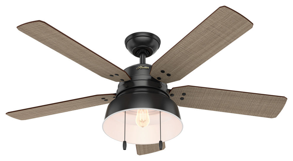 Hunter Fan Company  52" Mill Valley Ceiling Fan With Light, Matte Black